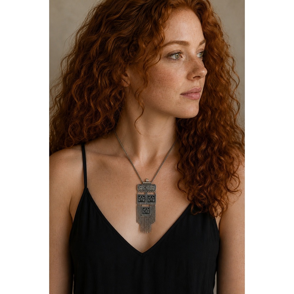 Chain Fringe Statement Necklace‎